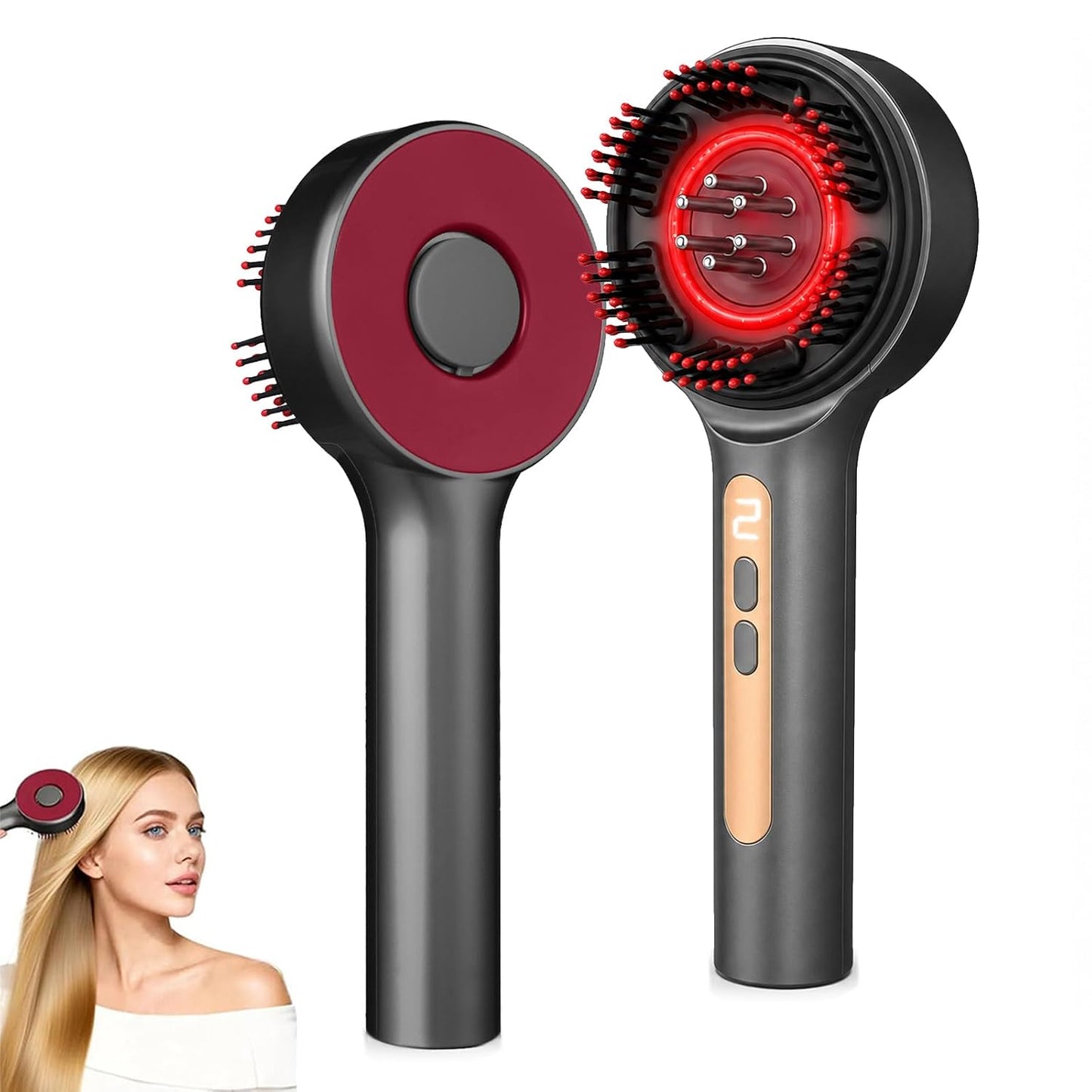 Electric Scalp Massager, Rechargeable 3-In-1 Hair Oil Applicator, IPX7 Waterproof Scalp Scrubber, Portable Head Massager Scalp Brush for Home & Travel (Grey)