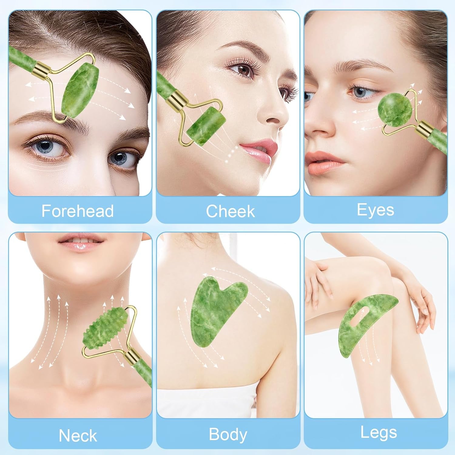 Cooling Natural Jade Face Roller & Gua Sha Tool