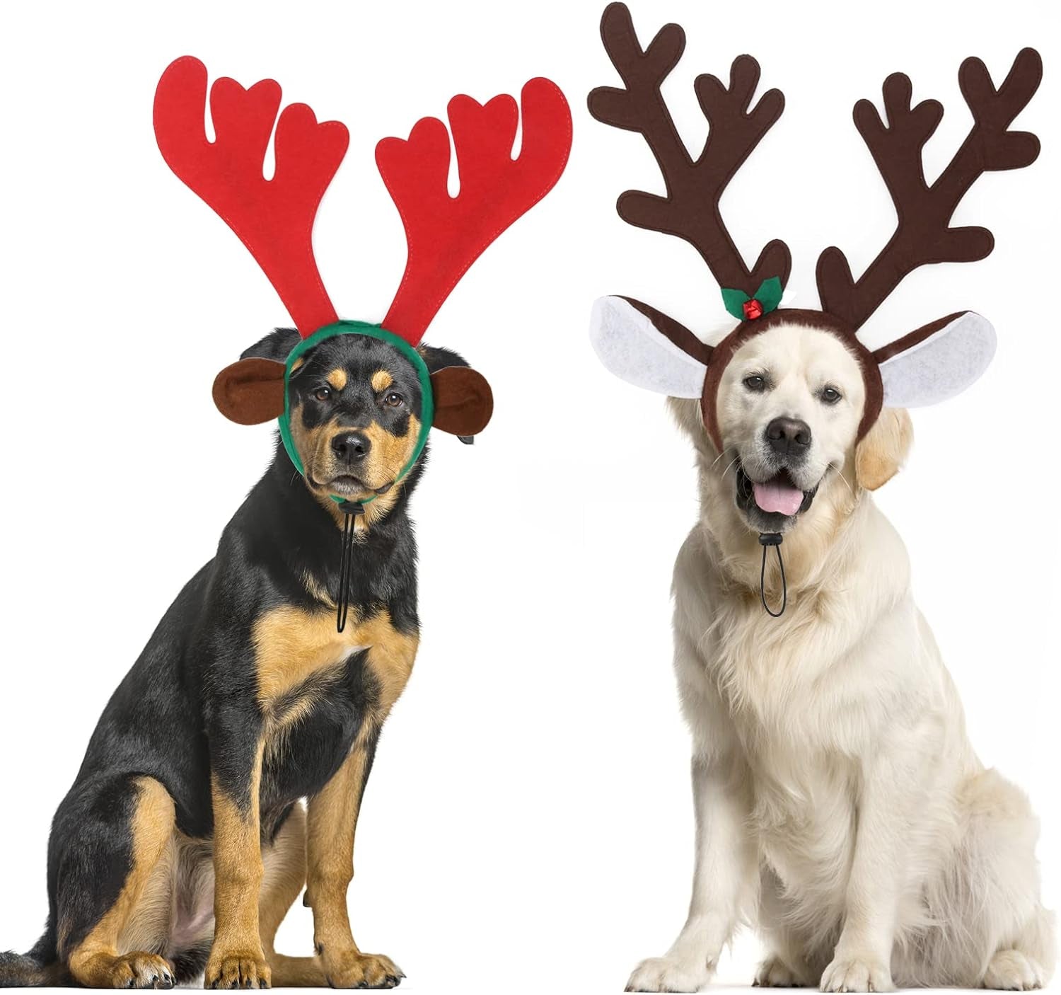 Dog Reindeer Antlers Costume, Christmas Headband Set for Large Dogs