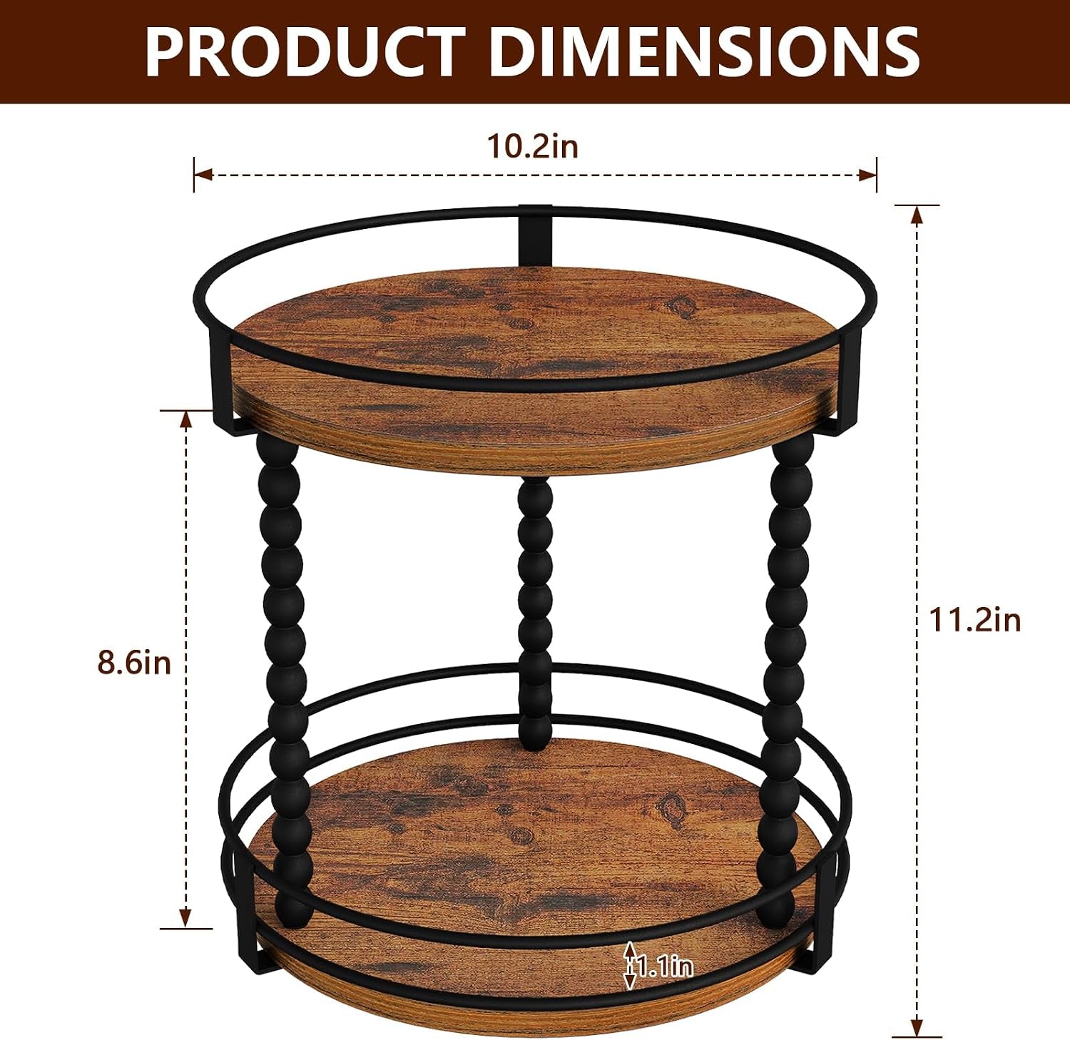 Lazy Susan Turntable Organizer, 11.2" Rotating Spice Rack Organizer