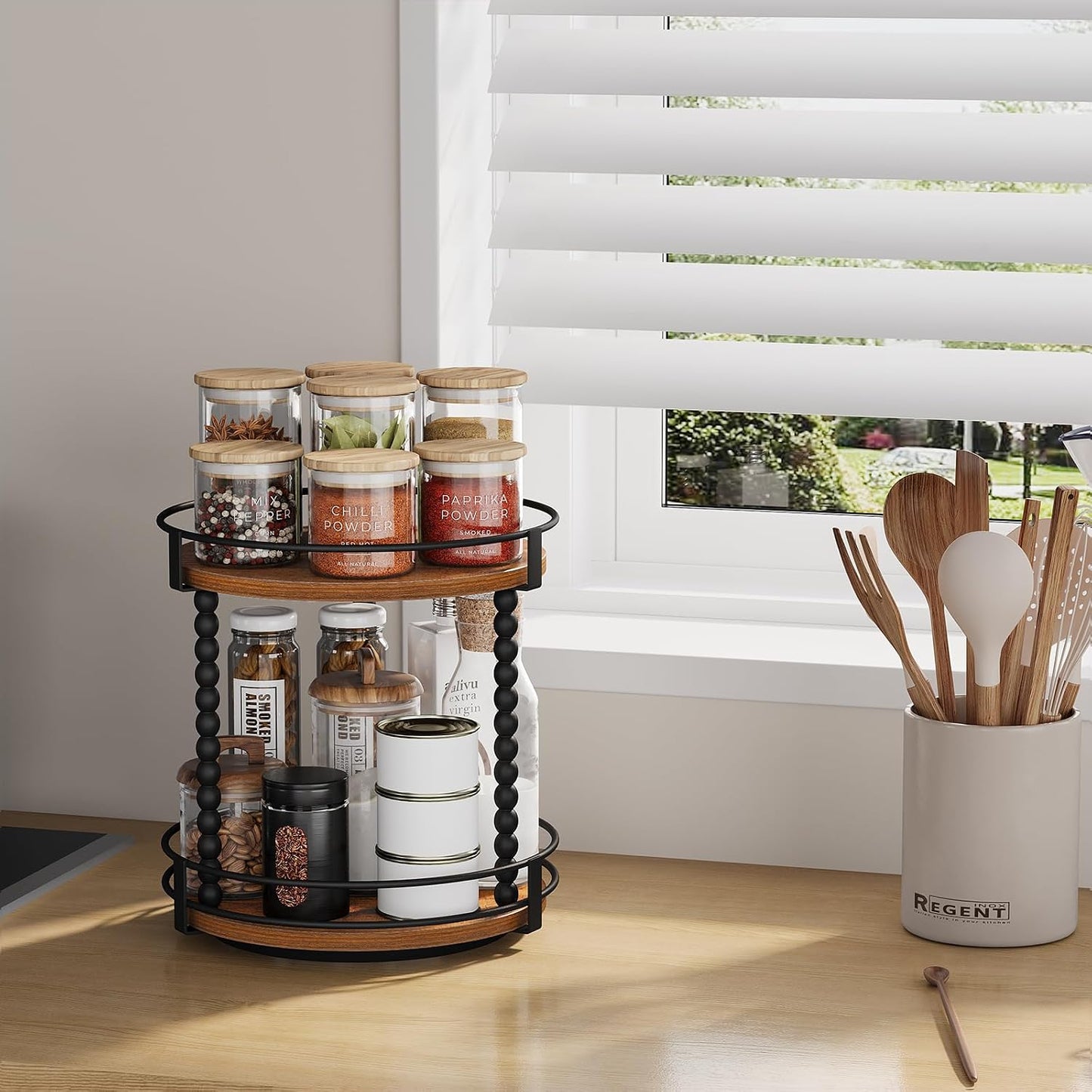 Lazy Susan Turntable Organizer, 11.2" Rotating Spice Rack Organizer