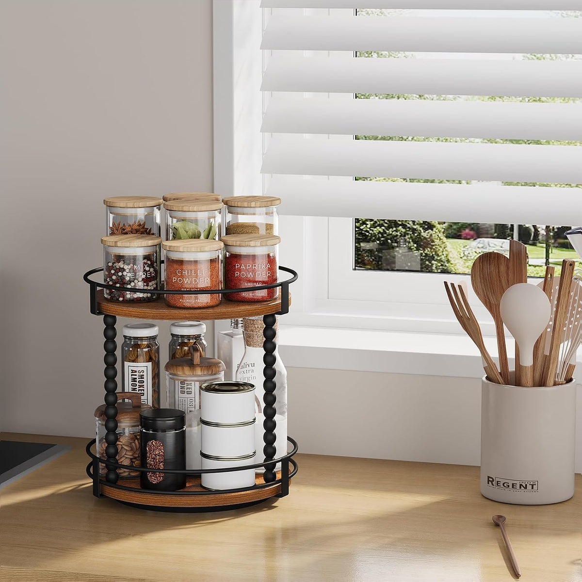 Lazy Susan Turntable Organizer, 11.2" Rotating Spice Rack Organizer