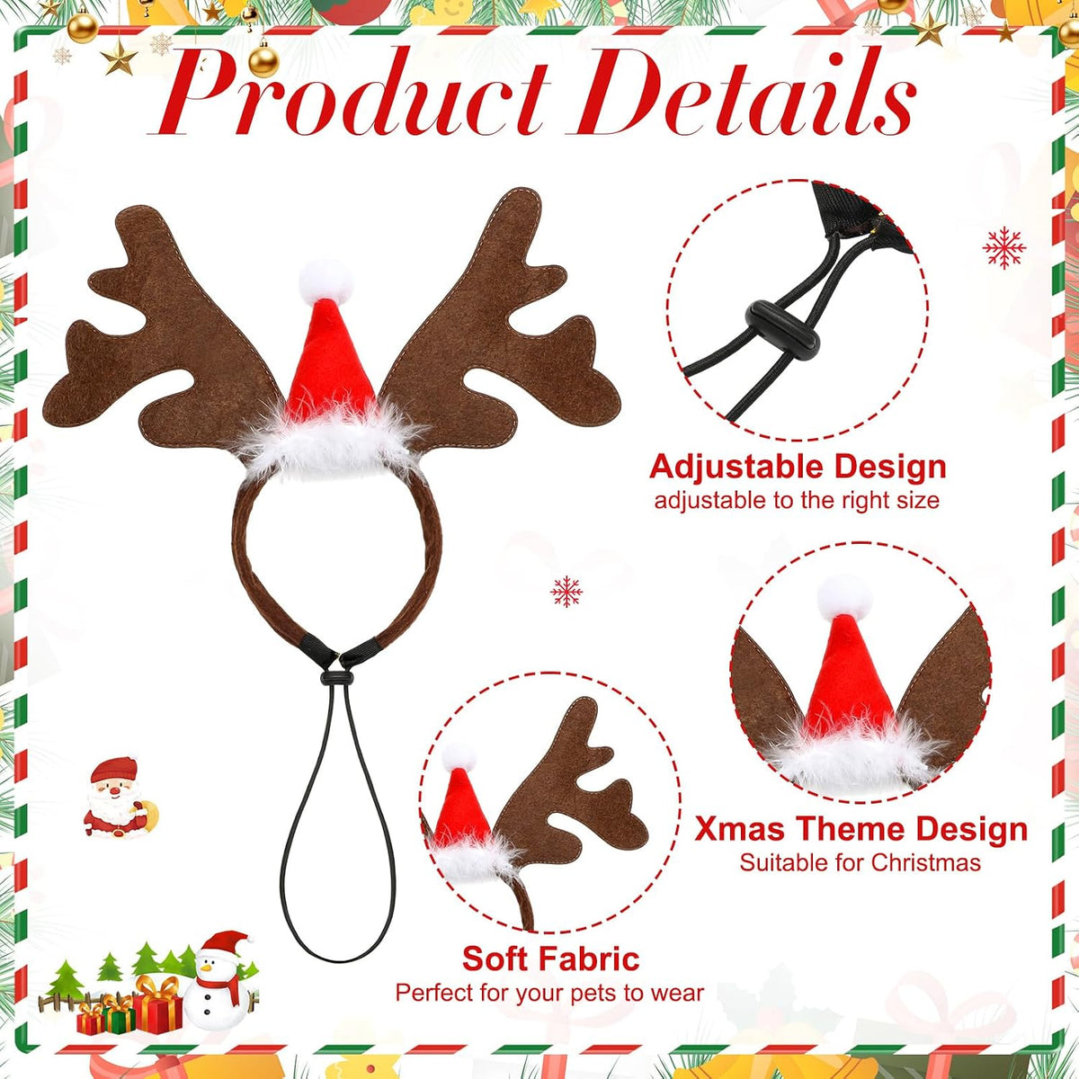 12 Pcs Christmas Pet Headband Bandana, Reindeer Headband