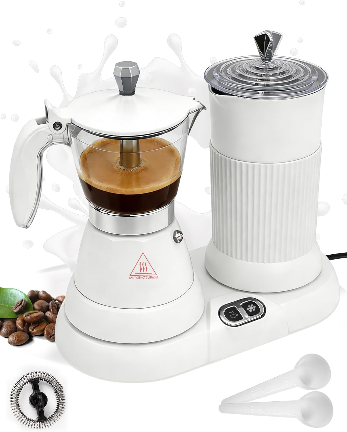 2-In-1 Milk Frother Electric Foam Maker and Moka Coffee Maker
