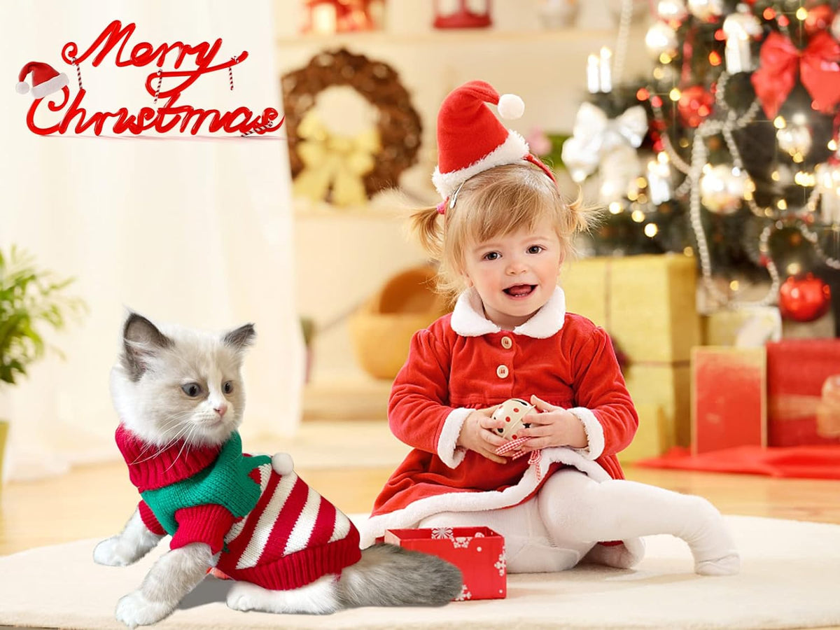 Dog Christmas Sweater Pet Winter Knitwear Xmas Elf Costume Clothes Coats Sweater for Kitty Puppy Cat XXL