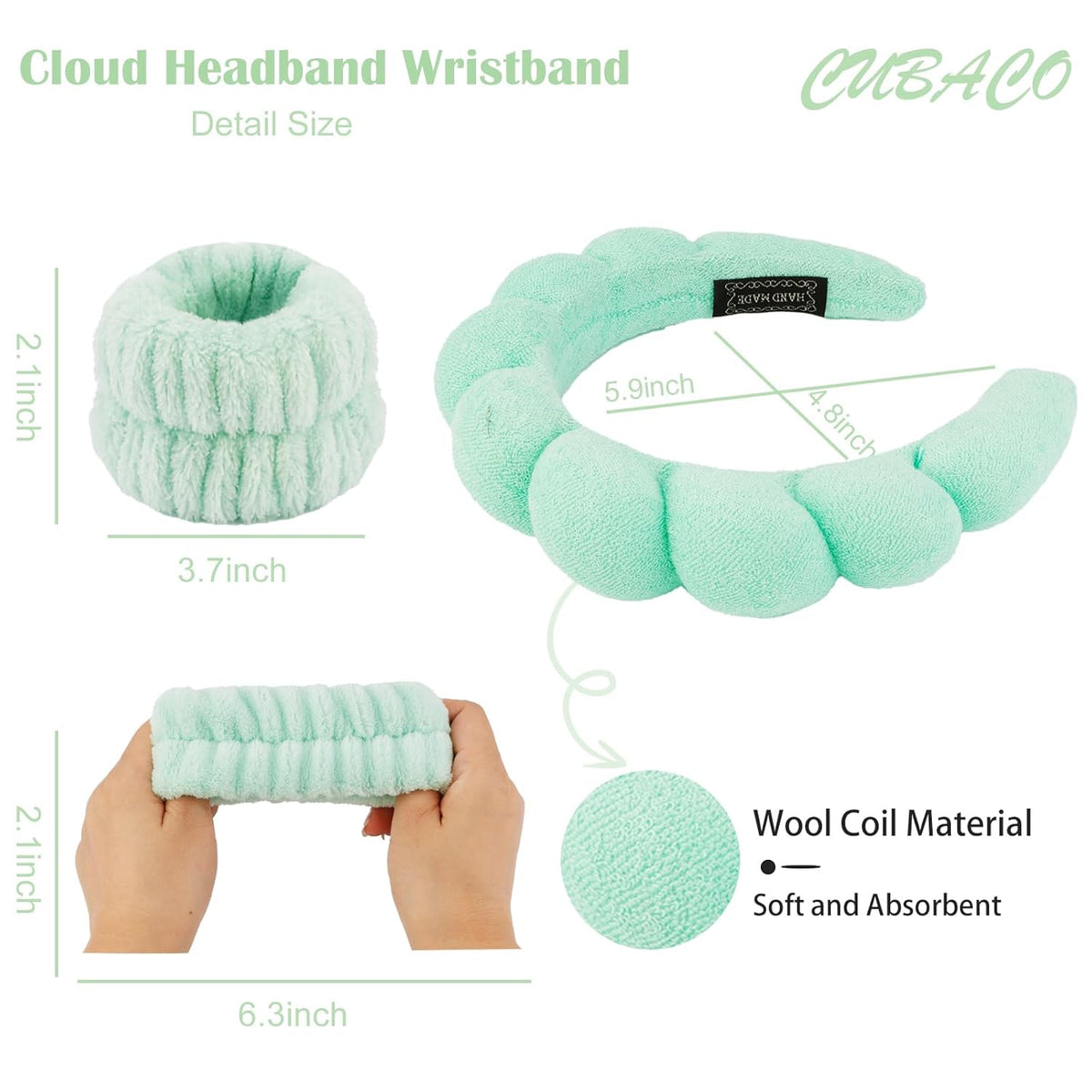 Spa Headband and Wristband Set for Women with Ice Jade Roller and Gua Sha, Skin Care Set Tools Puffy Makeup Headband Teen Girl Gifts Trendy Stuff Hair Accessories for Women