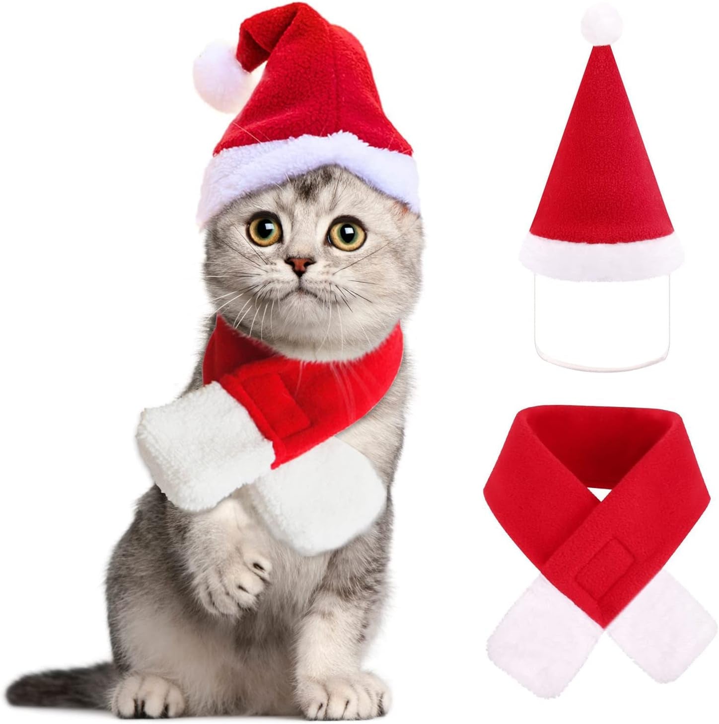 2PCS Cat Christmas Pet Costume for Kitten Christmas Costume Supplie