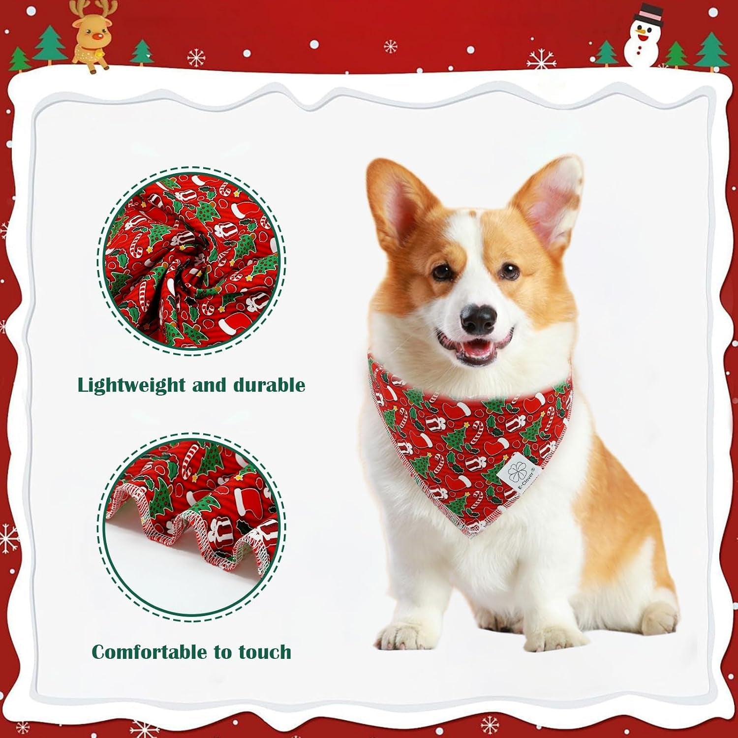 Christmas Dog Bandanas & Matching Scrunchie Set Green Red Dog Scarf Bibs Pet Bandana with Bow Tie for Medium Large Dogs Owner Mom Winter
