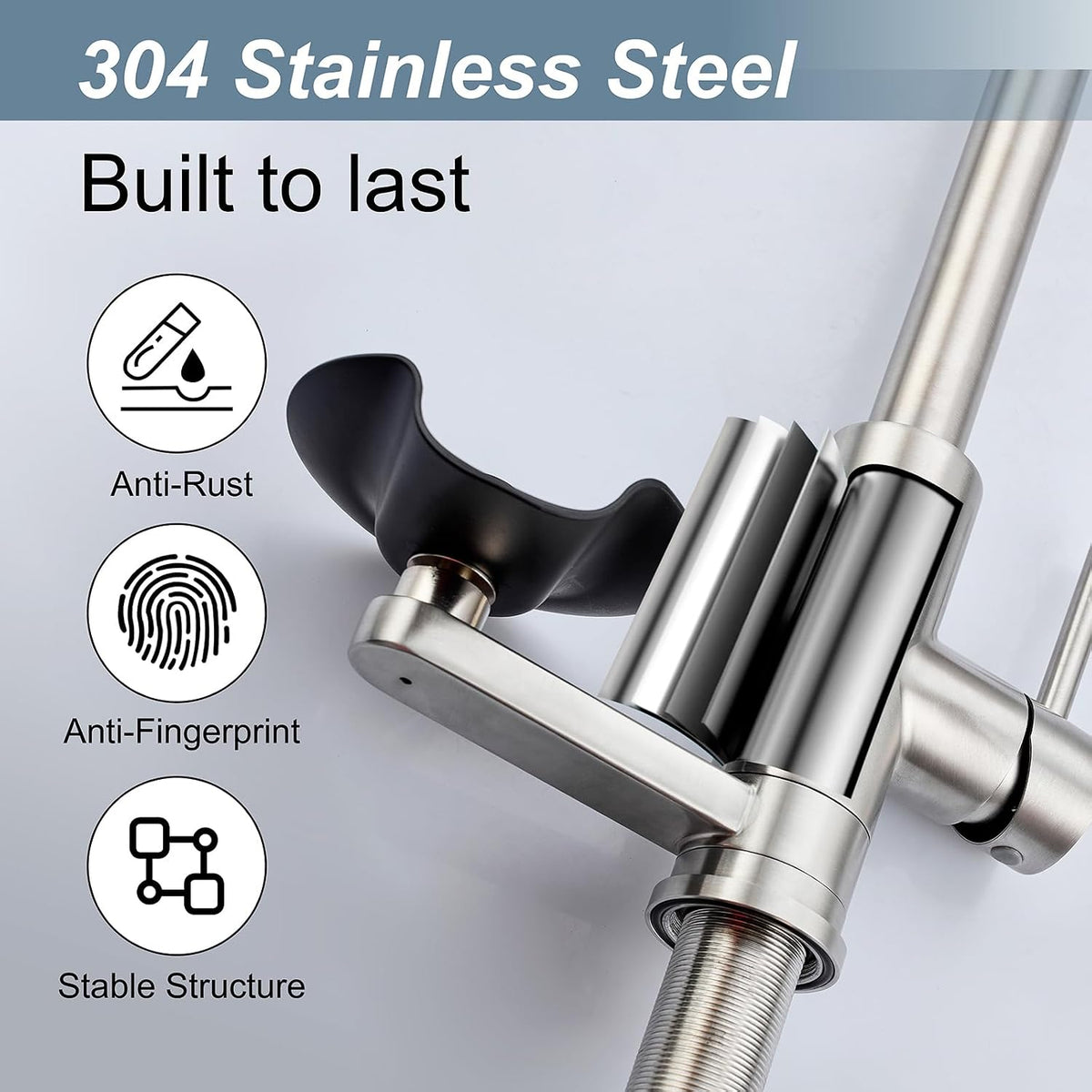 Brushed Nickel Kitchen Faucet with Glass Rinser, Pull down Sprayer with 3 Water Modes, Single Handle Stainless Steel Kitchen Sink Faucet with Deck Plate, Modern High Arc Design