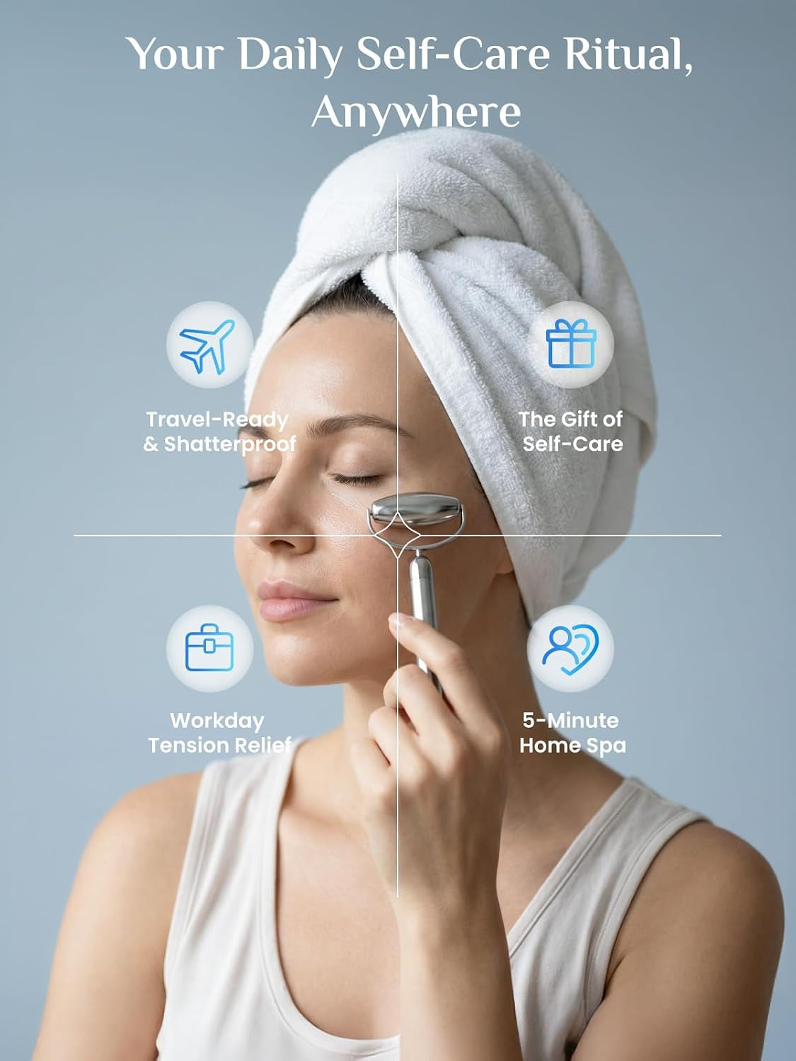Gua Sha and Face Roller Set: Anti-Breakage Stainless Steel Roller for Long-Lasting Use, Jawline Sculpting and Puffiness Reducing, Gua Sha Facial Tools for Self Care Gift (Silver)