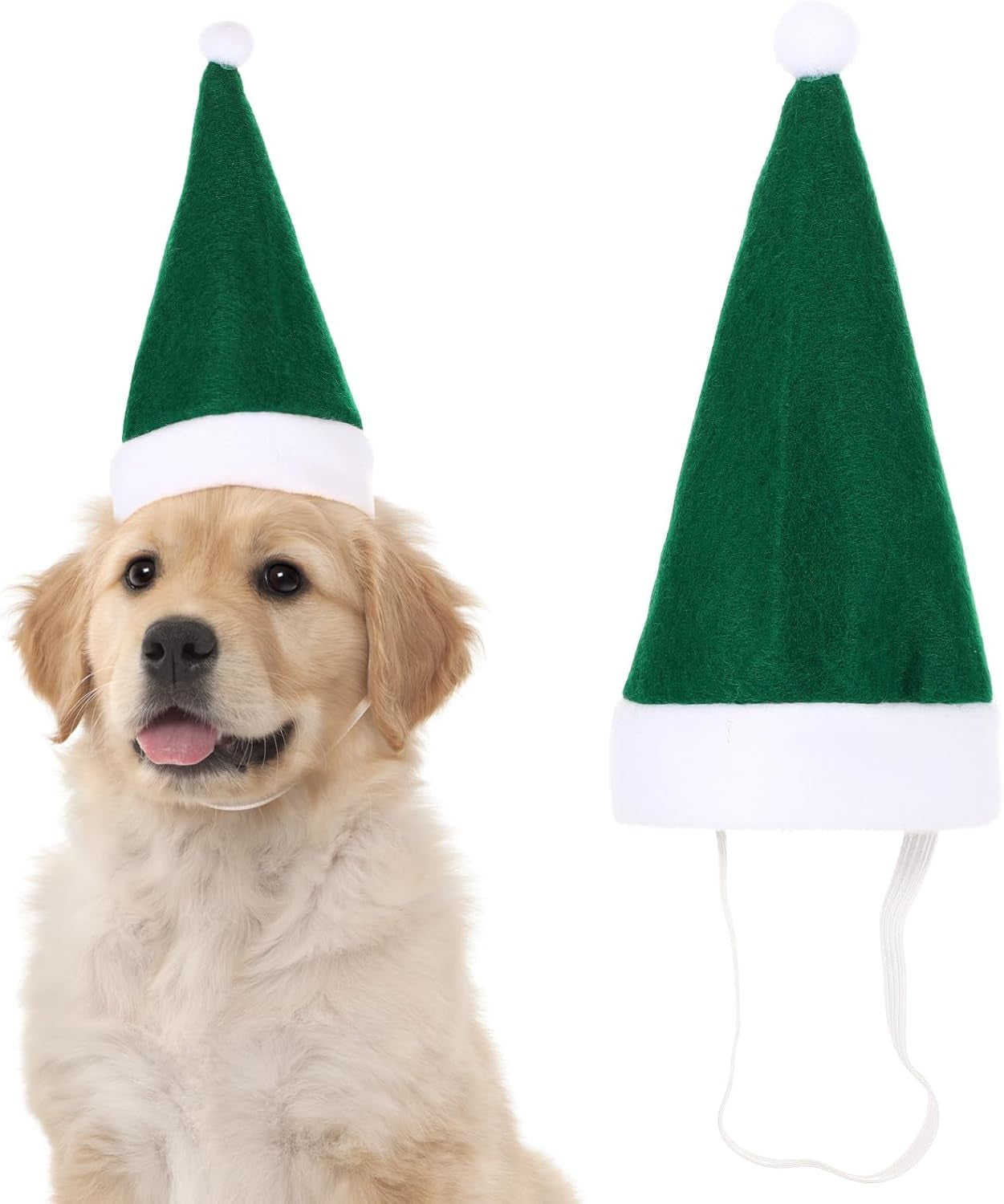 Adjustable Christmas Santa Hat for Dogs Cats, Mini Small Dog Cats Pet Santa Christmas Hat Party Decoration for Cat Small Dog Rabbit Puppy Doll Xmas Costume Accessories Outfit(Green)