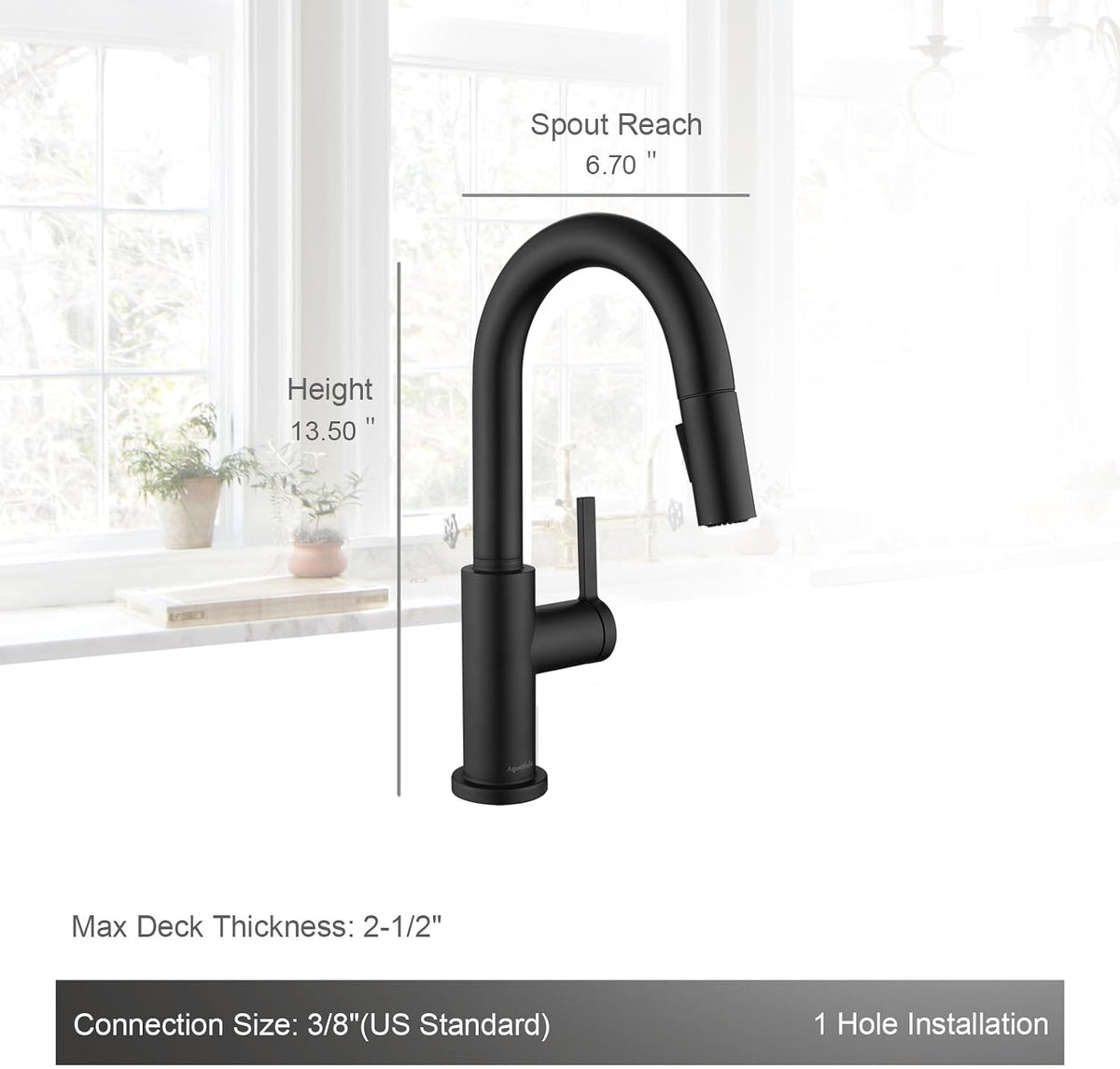 AS32MB Matte Black Bar Faucet or Prep Kitchen Sink Faucet with Pull down Sprayer and Single Handle