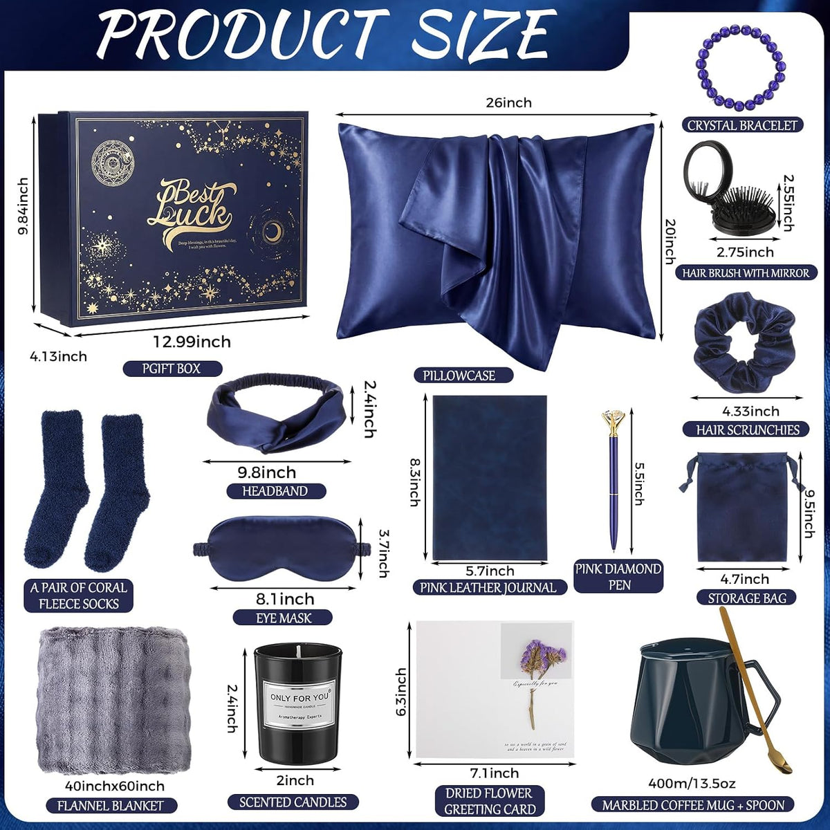 16 Pcs Birthday Gifts for Women, Navy Blue