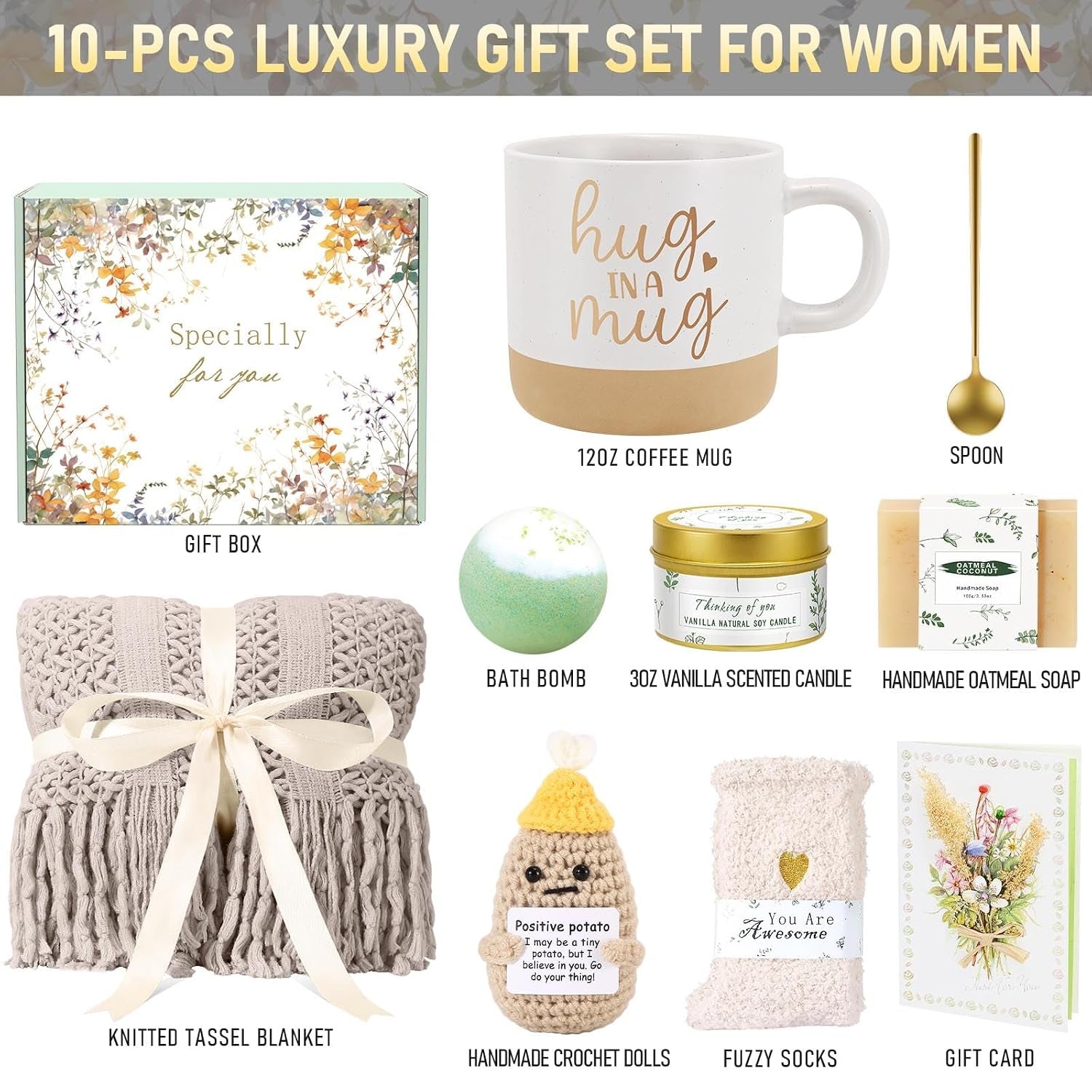 Birthday Gifts for Women Self Care Spa Gift Baskets for Women, Get Well Soon Gift Baskets Thinking of You Relaxation Stress Relief Care Package