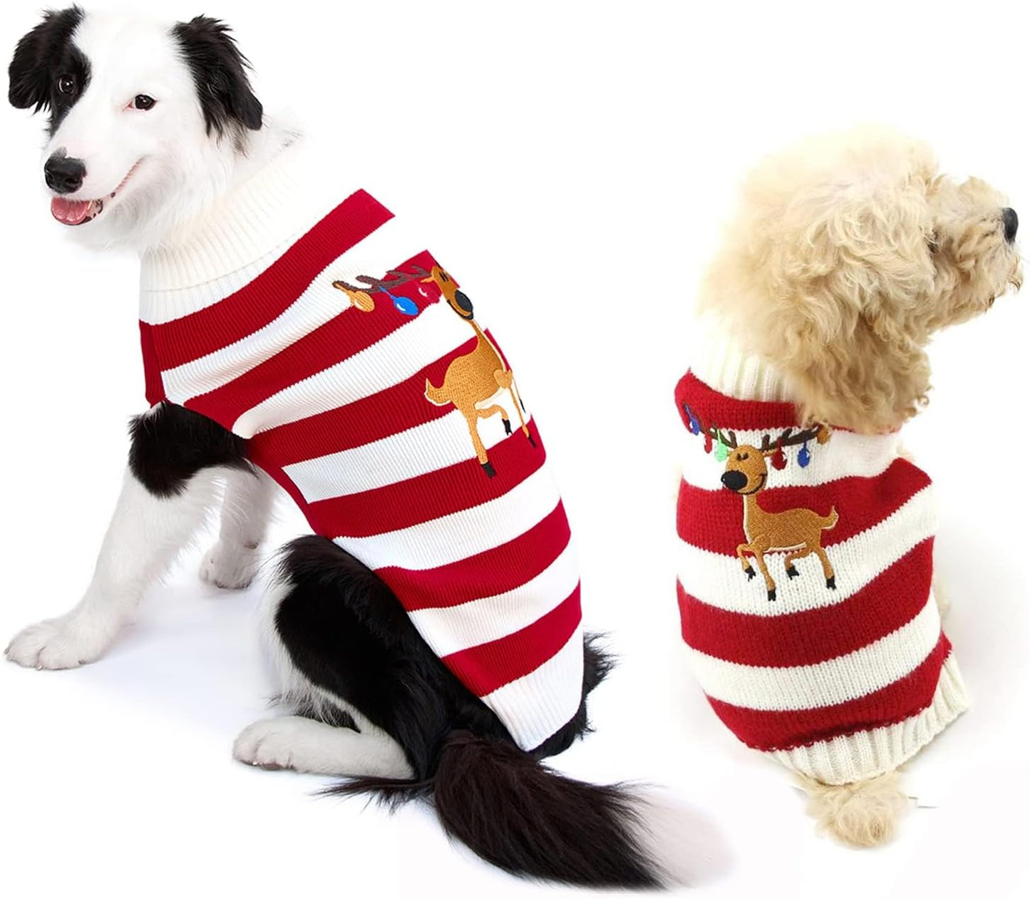 Dog Sweater Pet Christmas Elk Bells Sweaters Halloween Reindeer for Small Dog and Cat(Red,Xl)