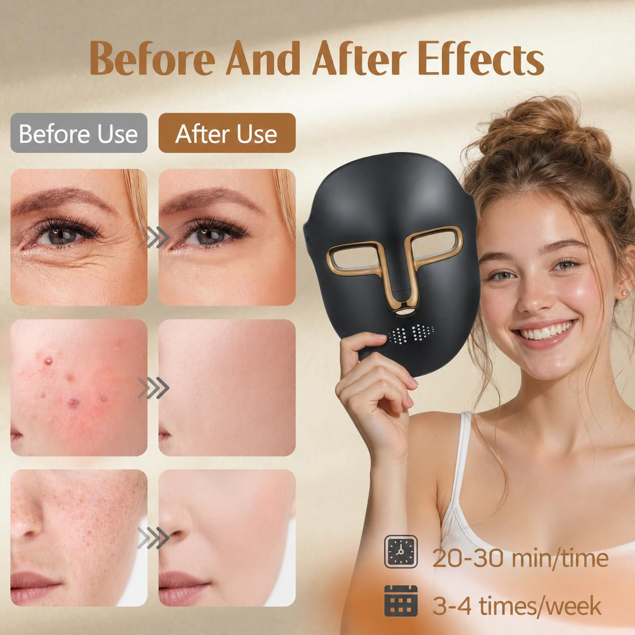 Red Light Therapy for Face Mask – LED Face Mask Light Therapy with Red Blue LED and Infrared Light, Anti-Aging, Blemish Repair Treatment