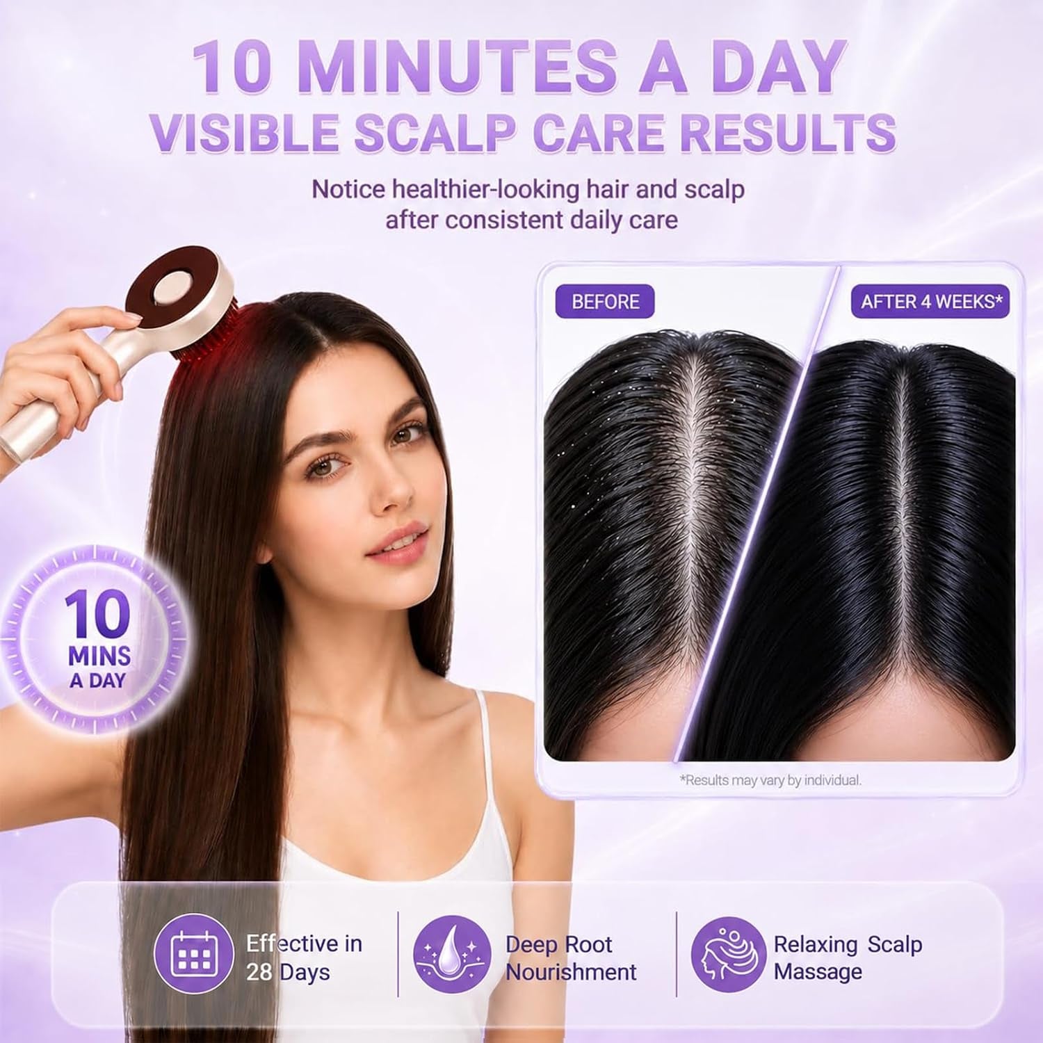 Electric Scalp Massager, 3-In-1 Hair Oil Applicator, IPX7 Waterproof Scalp Scrubber, Rechargeable Portable Head Massager Scalp Brush for Home & Travel (White)