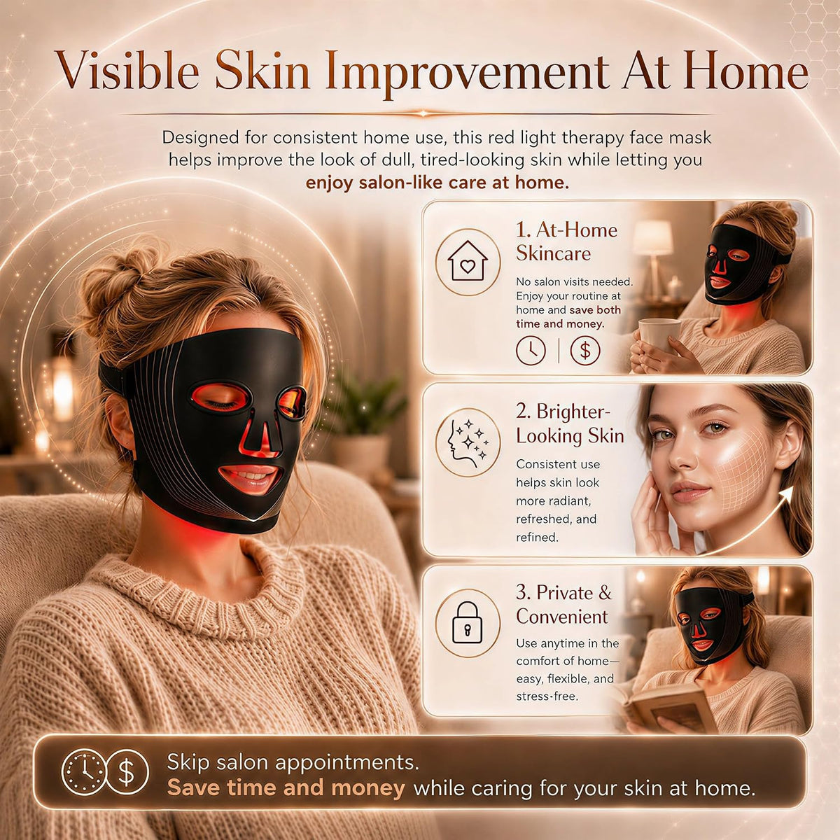 FSA, HSA Eligible Red Light Therapy Mask for Face, LED Face Mask