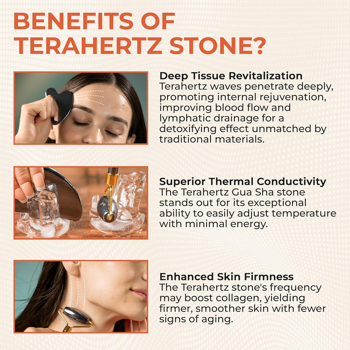® Terahertz Gua Sha & Facial Roller Set – 100% Authentic Terahertz Stone Face Roller to Reduce Puffiness, Improve Wrinkle Lines & Relieve Facial Tension – Perfect for Eye Massage and Relaxation