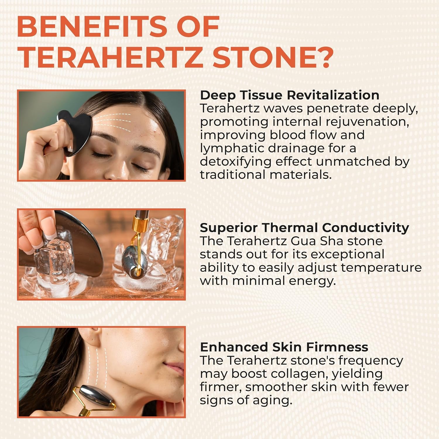 ® Terahertz Gua Sha & Facial Roller Set – 100% Authentic Terahertz Stone Face Roller to Reduce Puffiness, Improve Wrinkle Lines & Relieve Facial Tension – Perfect for Eye Massage and Relaxation